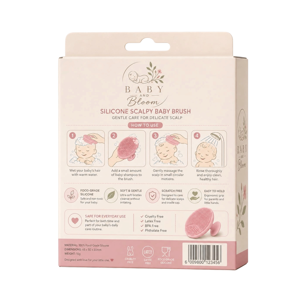 Baby and Bloom Silicone Scalpy Baby Brush | Gentle Scalp & Bath Brush